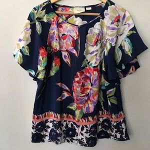 Anthropologie Maeve Floral Silk Blouse